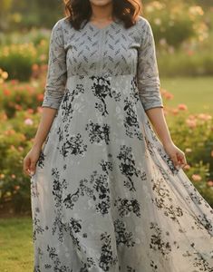 FLORAL ANARKALI kurta and pant(full set)