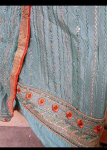 unstitched Elegant Blue Embroidered garara set