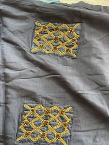 Stylish Navy Blue Kurta with Gold Embellishments