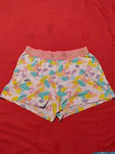 Women's Pink Parrot Print Cotton Shorts