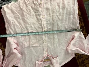 Men's Pink Linen Button-Up Shirt