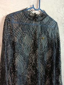 Elegant Partywear See-through Lace Top Blouson