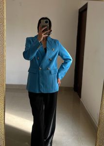 ROYAL BLUE SHEIN DOUBLE BREASTED BLAZER