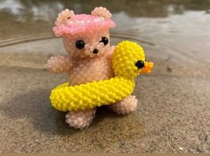 Cute Beaded Bear & Duck Figurine keychain