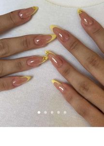 set of 2 -French Tip Nails w Star Embellishment