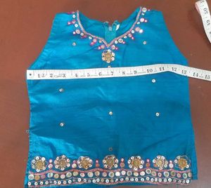 Embellished Teal Ethnic Blouse for girls