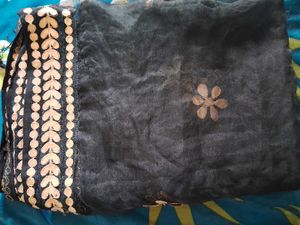 Elegant Black dupatta Golden Border