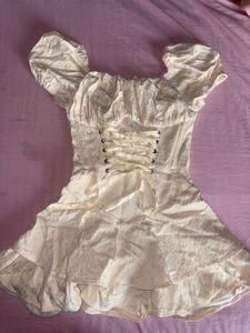Cream Corset Puff Sleeve Mini Dress