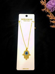 Anti Tarnish Hamsa Hand Evil Eye Necklace