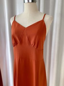 Orange Spaghetti Strap Midi Dress