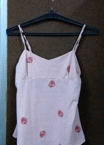 Cute Pink Strawberry Cami Top
