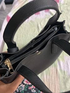 Chic Black Tote Bag with Tassel