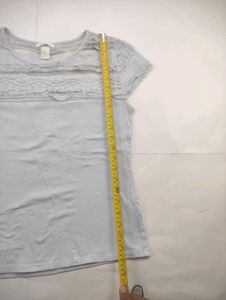 Light Blue Lace Trim Top