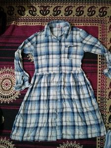 Blue Plaid Shirt Dress