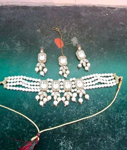 Elegant Pearl &amp; Crystal Choker Set