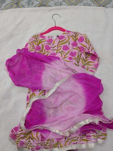 Beautiful Pink Floral Print Kurta Dress