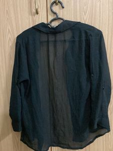 Sheer Black Button-Up Shirt