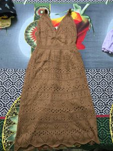 Brown Knitted Midi Dress