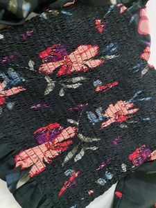 Floral Smocked Black Dress
