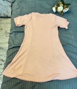 Light Pink Short Sleeve A-Line Dress