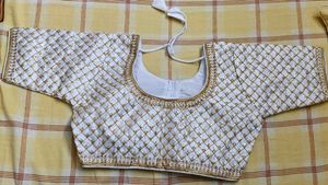 Elegant White Embroidered Padded Blouse