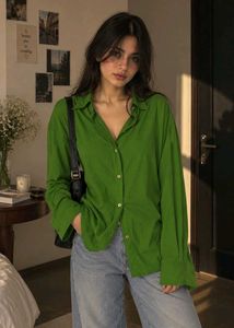 Vibrant Green Oversized Button-Up Shirt