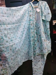xxl Beautiful Blue Floral Kurta Set