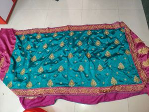 Heavy Bridal Saree With Stone And Embiodery Work