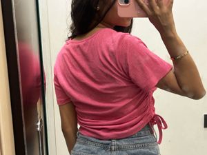 Chic Pink Ruched Tee