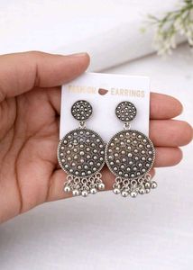 Oxidized Silver Jhumka Earrings Set