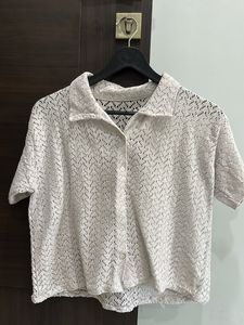 Crochet Lace Button-Up Top