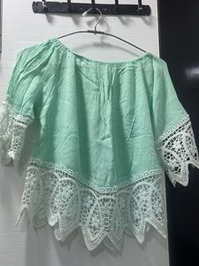 Boho Crochet Lace Trim Blouse