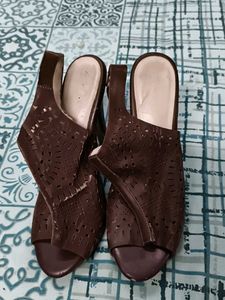 Stylish Brown Peep-Toe Heels