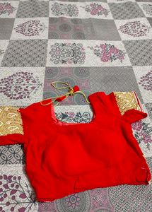 Hot Red Colour Saree With Blouse