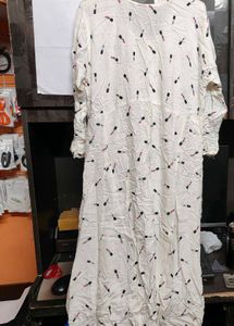 White Kurta with Lipstick Print