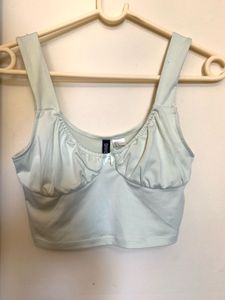 Cute mint Green Ruched Bust Crop Top