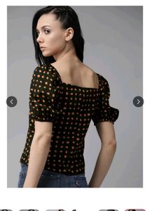 Roadster Black Printed Puff Sleeves Top