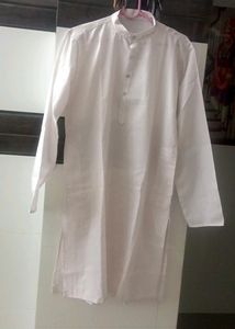 White Mens Cotton Kurta.