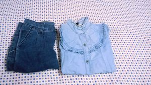 Stylish Blue Denim Ruffle Top and new jeans