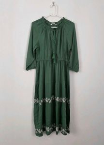 Elegant Embroidered Green Dress