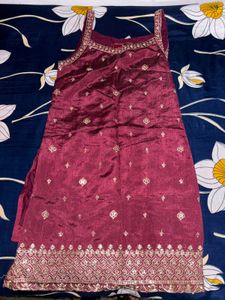 Maroon Embroidered Kurta Set with Dupatta