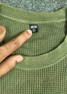 Men's Olive Green Waffle Knit Long Sleeve