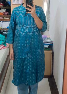 Teal Printed Kurta