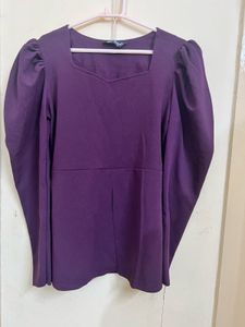 Coord set Purple Puff Sleeve Topwith pant