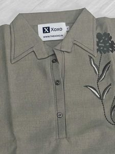 Best Grey Floral Embroidered Kurta and Pants Set