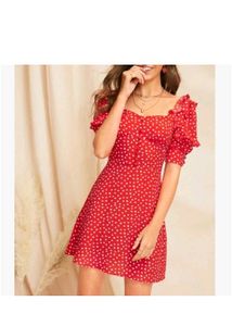 shein Red Polka Dot Mini Dress.....