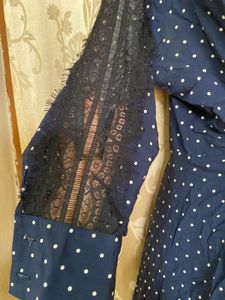ZARA Navy Polka Dot Tie-Front Dress