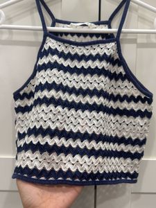 Chic Striped Crochet Crop Top