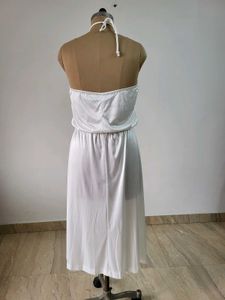 Elegant White Halter Neck Dress Length  46 Inches