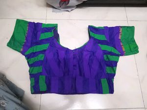 Vibrant Green &amp; Blue Checkered Saree